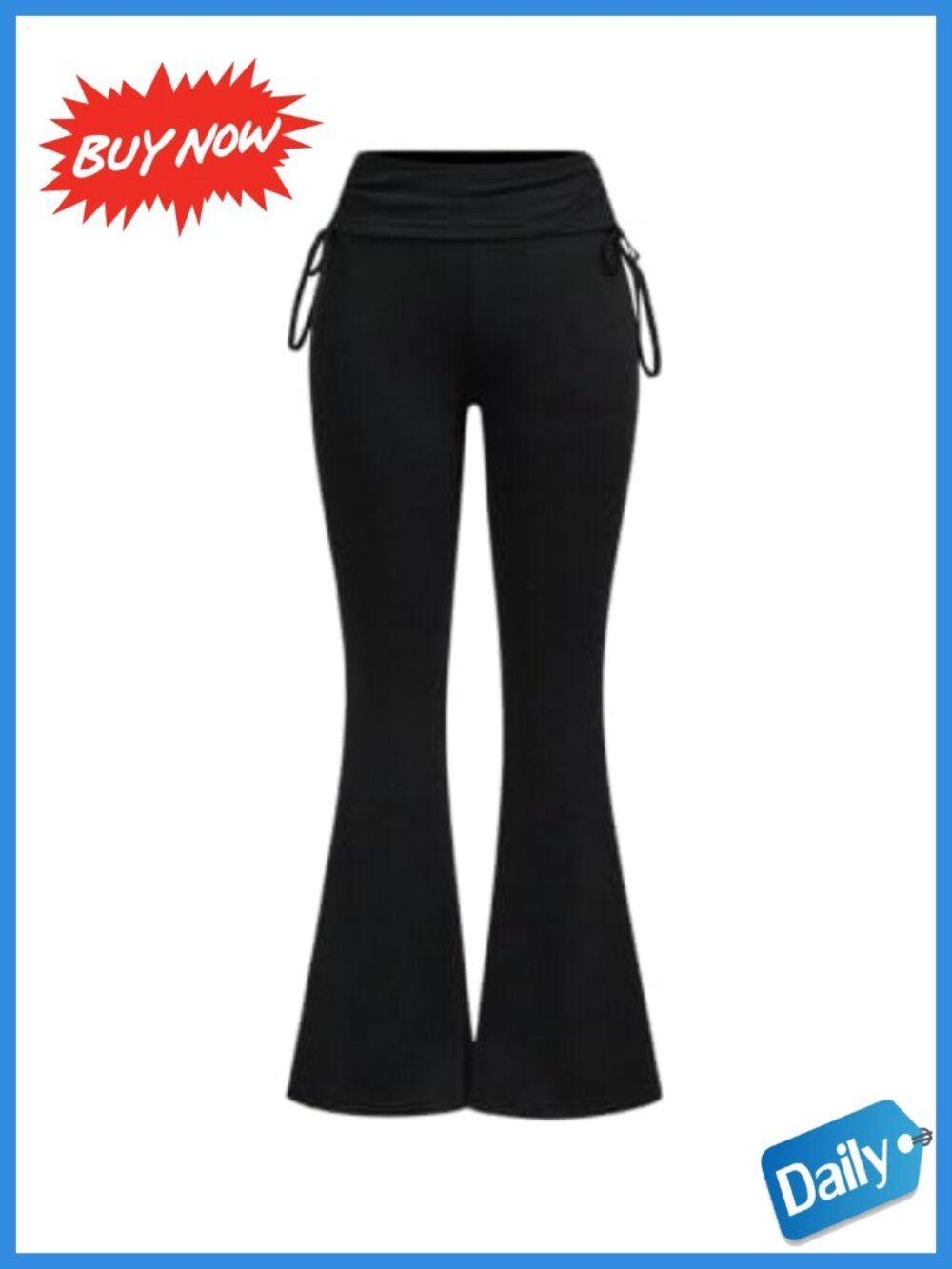 Women's Flared Leggings Low Rise Drawstring Bell Bottom Yoga Trousers Polyester